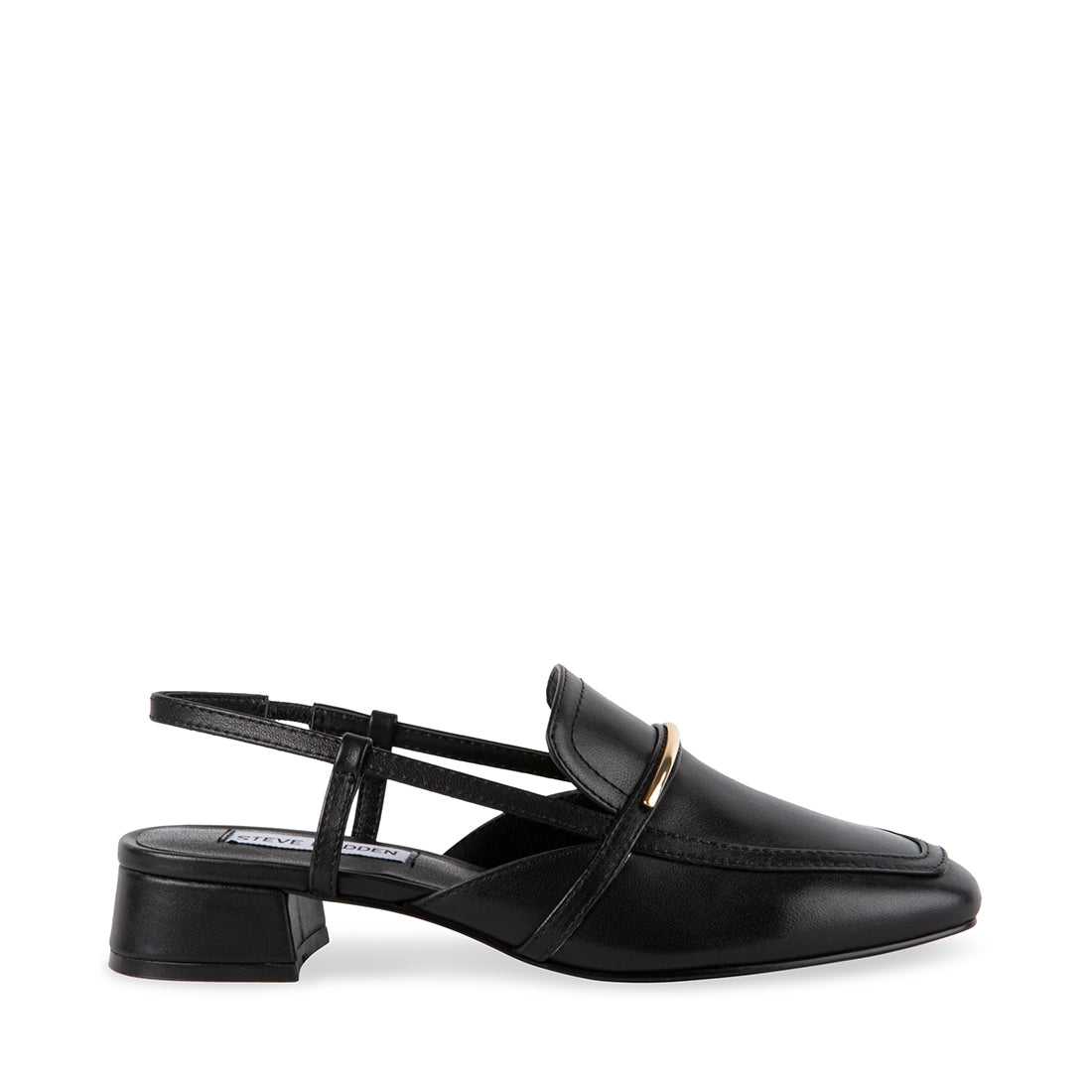 CALIBRI Black Leather Slingback Loafers | Women's Designer Flats ...