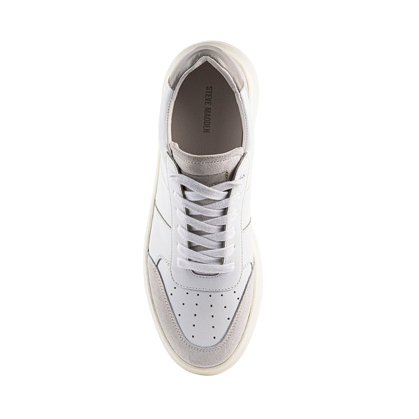 CLIC White Leather Low Top Sneakers | Men's Designer Shoes – Steve ...