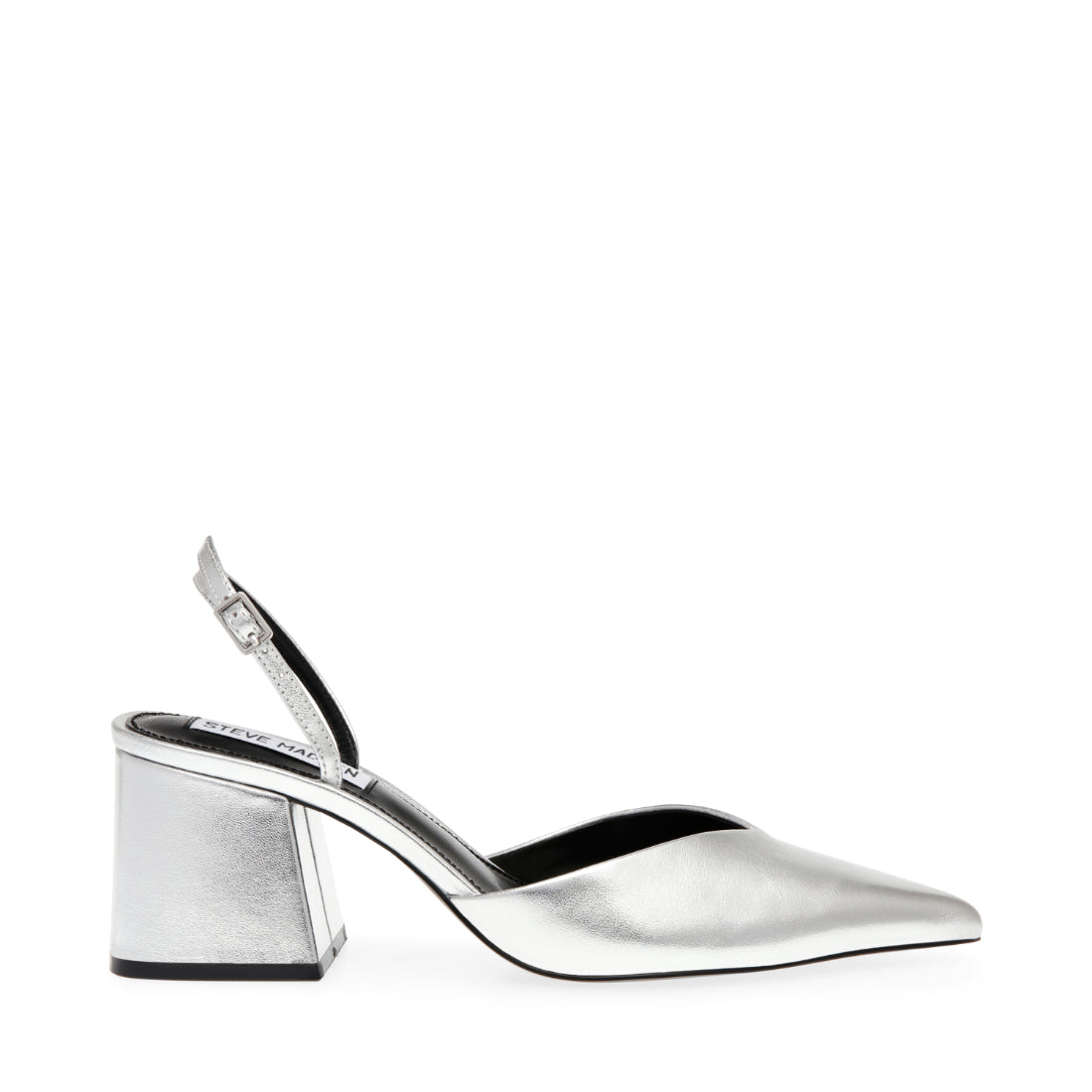 COURTNIE Silver Block Heel Slingback Pump | Women's Designer Heels ...