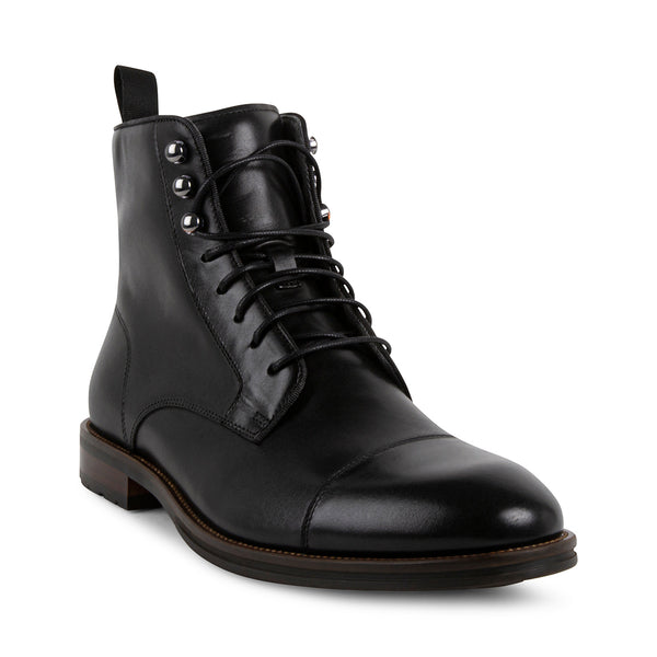 DAYLON Black Leather Men's Boots | Men's Designer Boots – Steve Madden ...