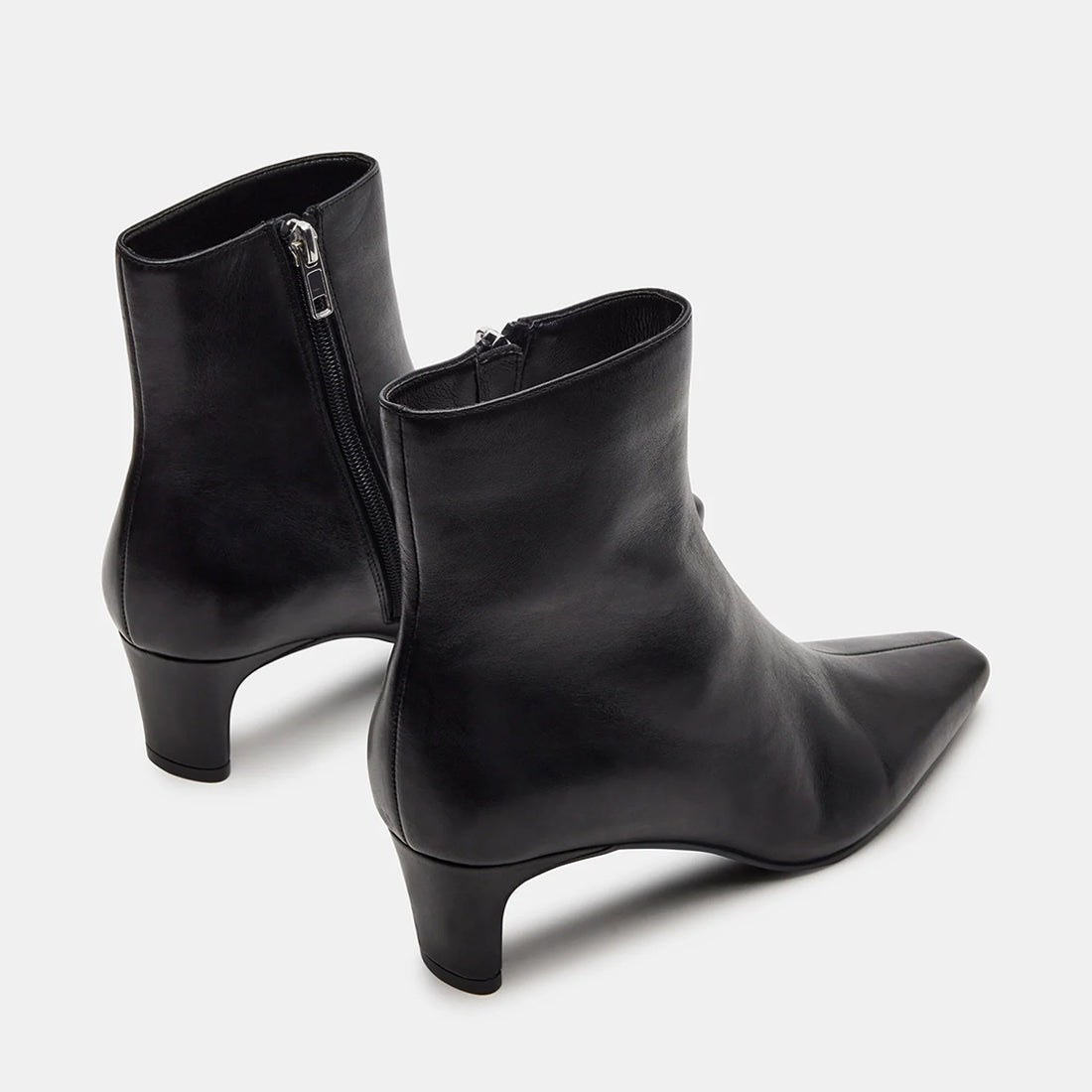 DELVIE Black Leather Kitten Heel Ankle Boots | Women's Designer Booties