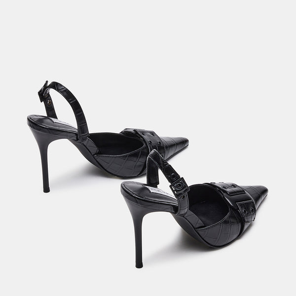 DILLON Black Crocodile Slingback Pumps | Women's Designer Heels – Steve ...