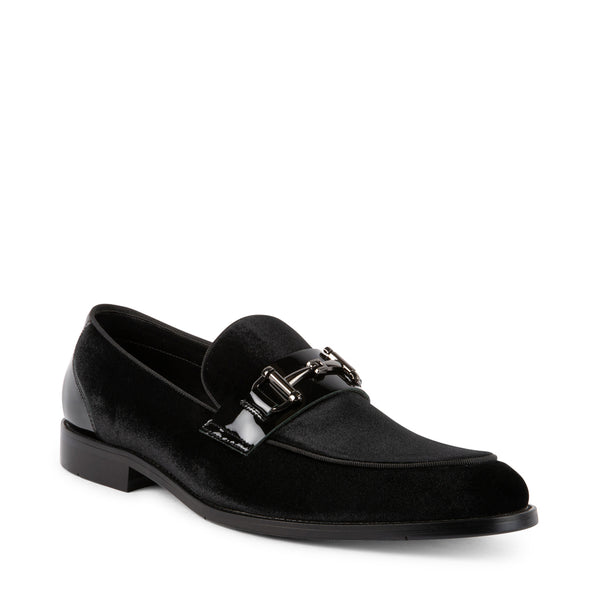 EDMONT Black Velvet Slip On Loafers | Men's Designer Dress Shoes ...
