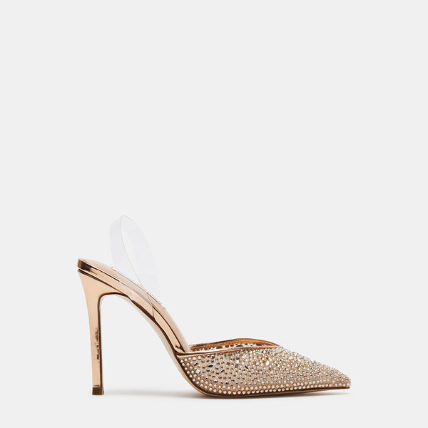 ELANA Rose Gold Pointy Toe Slingback Heels | Women's Designer Heels ...