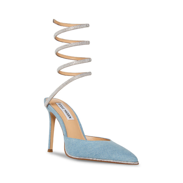 EMERSON Denim Fabric Rhinestone Heels | Women's Designer Heels – Steve ...