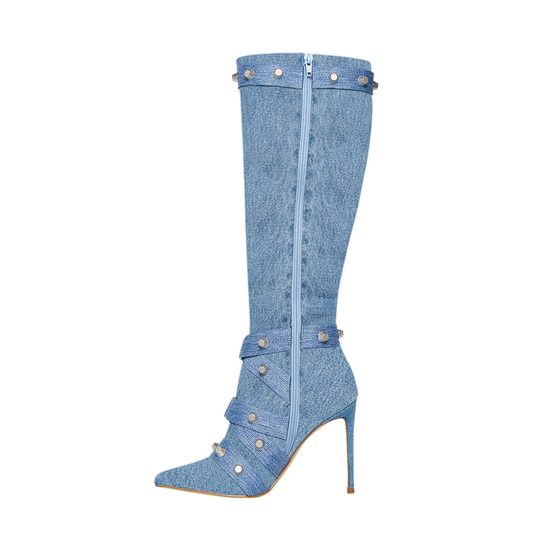 FINK Denim Fabric Knee High Boots | Women's Designer Boots – Steve ...