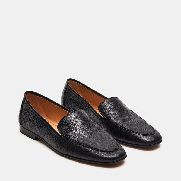 FITZ Black Leather Loafers | Women's Designer Flats – Steve Madden Canada