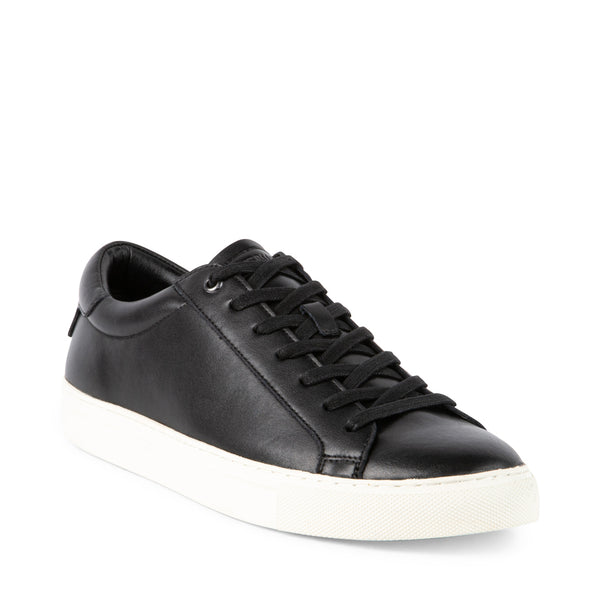 FOGARTY Black Leather Low Top Sneakers | Men's Designer Casual Shoes ...