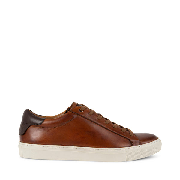 FOGARTY Tan Leather Low Top Sneakers | Men's Designer Casual Shoes ...