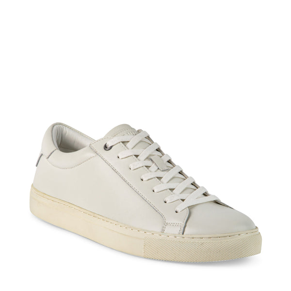 FOGARTY White Leather Low Top Sneakers | Men's Designer Casual Shoes ...
