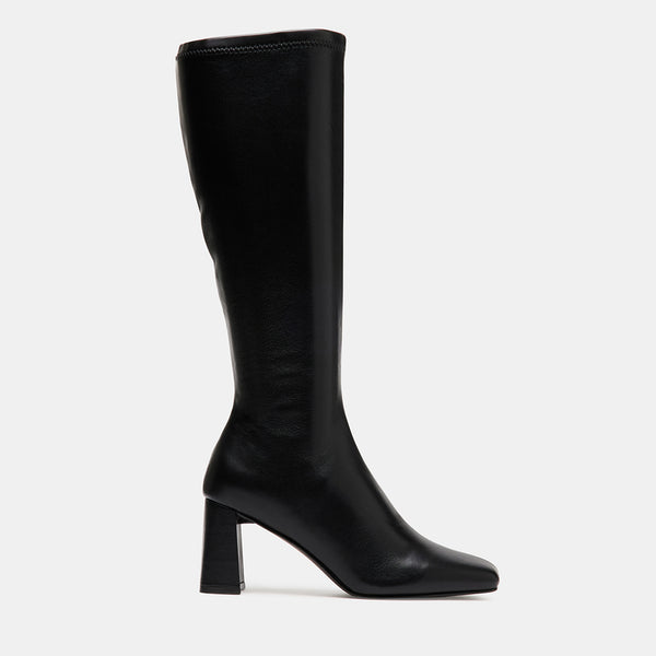 HOLLY Black Knee High Block Heel Boots | Women's Designer Boots – Steve ...