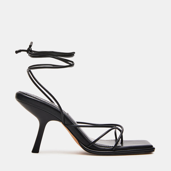JOLENE Black Strappy Lace Up Heel Sandals | Women's Designer Shoes ...