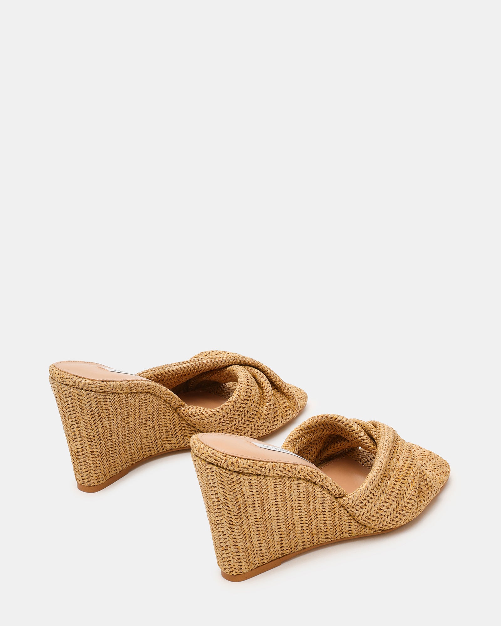 LAELIA Natural Raffia Square-Toe Mule Wedges | Women's Designer