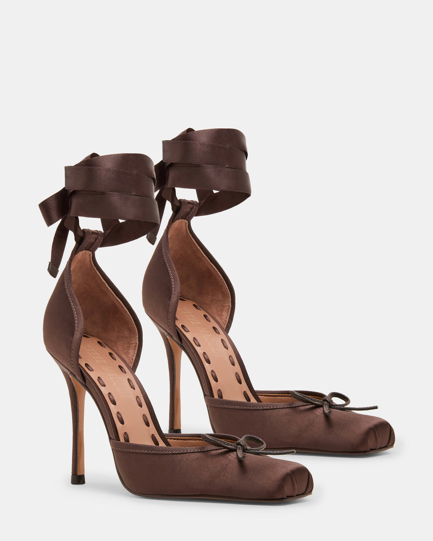 LARINA BROWN SATIN - Women's Shoes - Steve Madden Canada