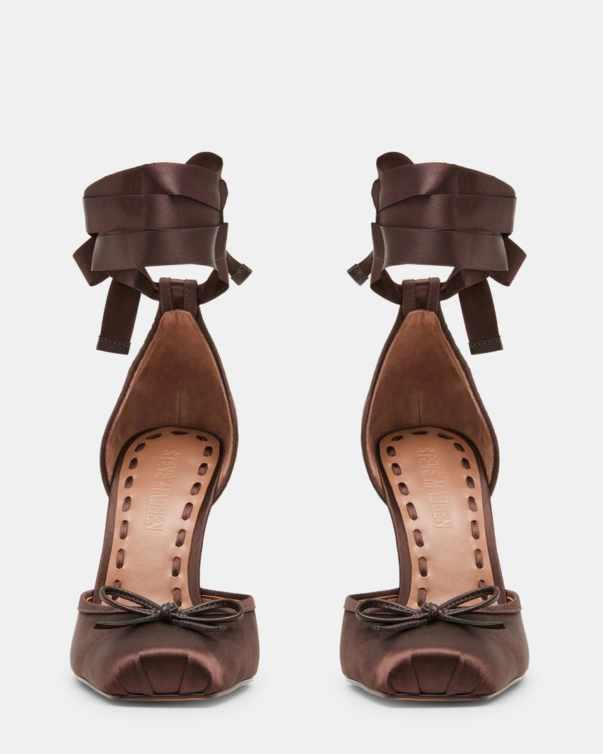 LARINA BROWN SATIN - Women's Shoes - Steve Madden Canada