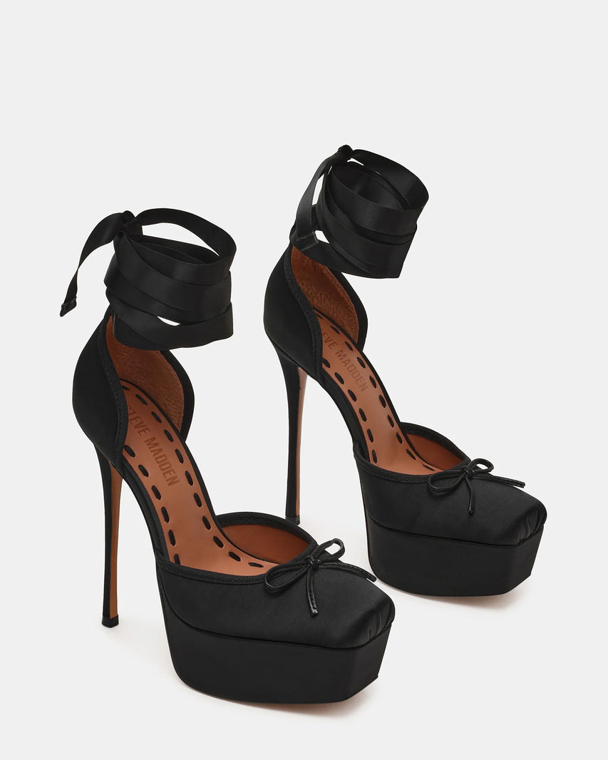 LISTEN BLACK SATIN - Women's Shoes - Steve Madden Canada - view 3
