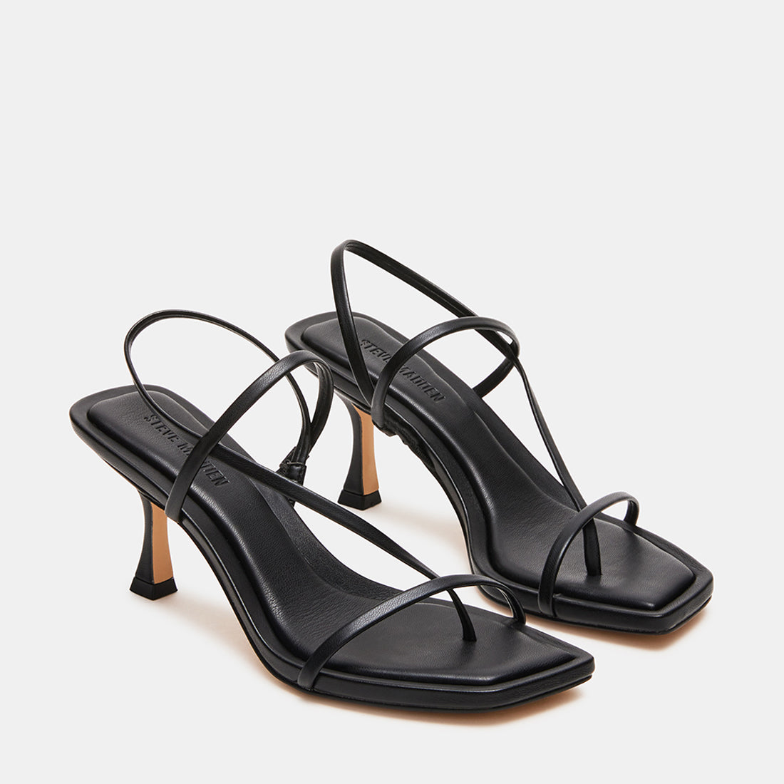 LOCKE Black Dainty Strappy Square Toe Heel | Women's Designer Heels ...