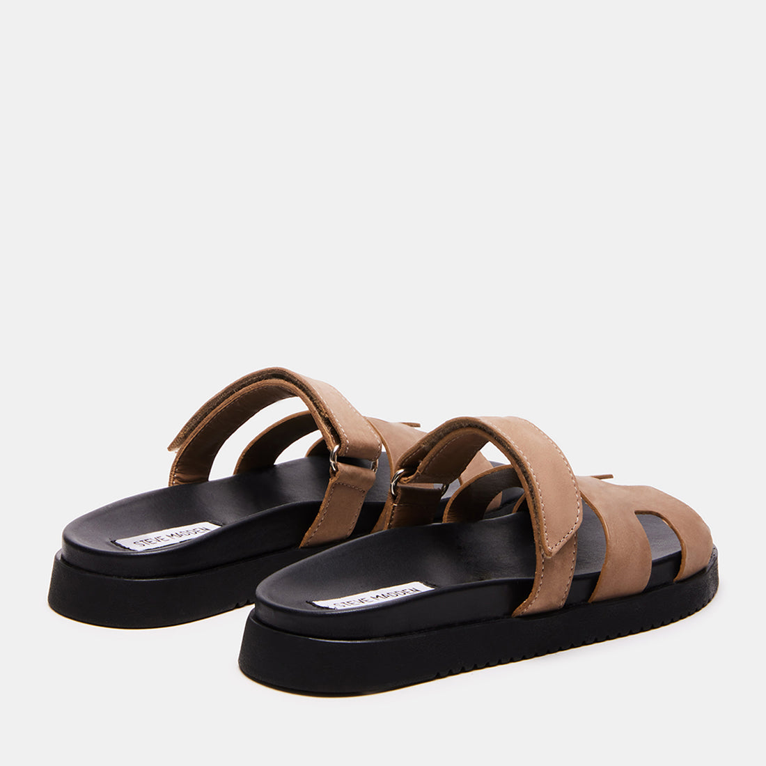 MAYVEN Tan Nubuck Flatform Slide Sandals | Women's Designer Sandals ...