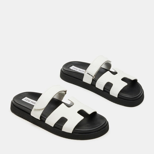 MAYVEN White/Black Flatform Slide Sandals | Women's Designer Sandals ...