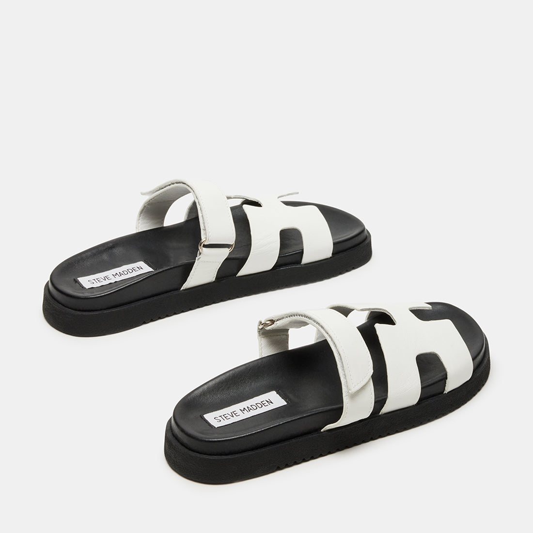 MAYVEN White/Black Flatform Slide Sandals | Women's Designer Sandals