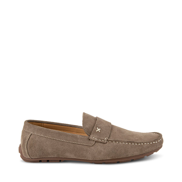 MORIAH Taupe Suede Slip On Loafers | Men's Designer Casual Shoes ...