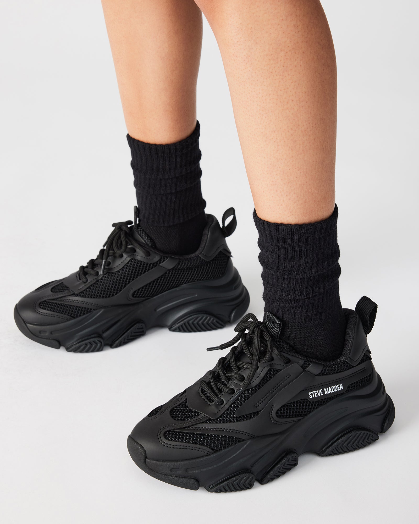 POSSESSION Black Platform Sneakers Women's Designer Sneakers