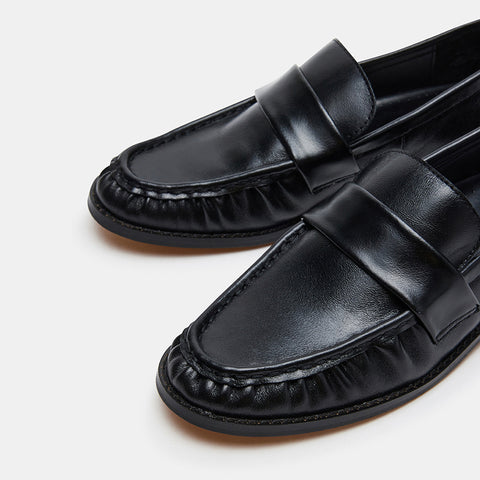 RIDLEY Black Leather Loafers  Women's Designer Shoes – Steve
