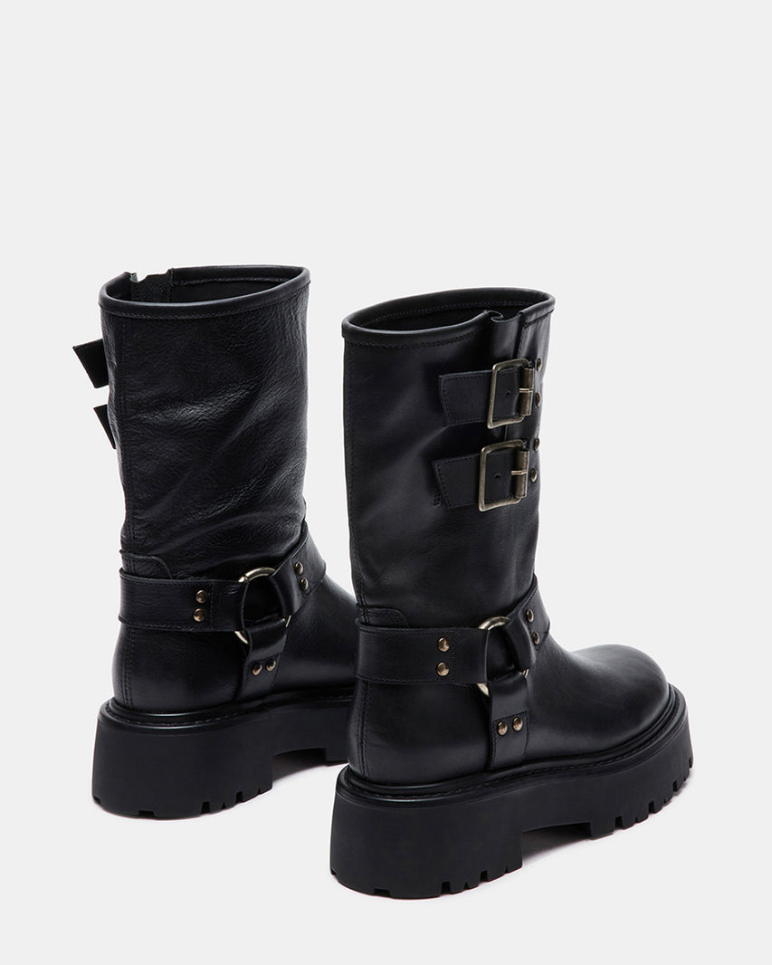 REIKA BLACK LEATHER - Women's Shoes - Steve Madden Canada