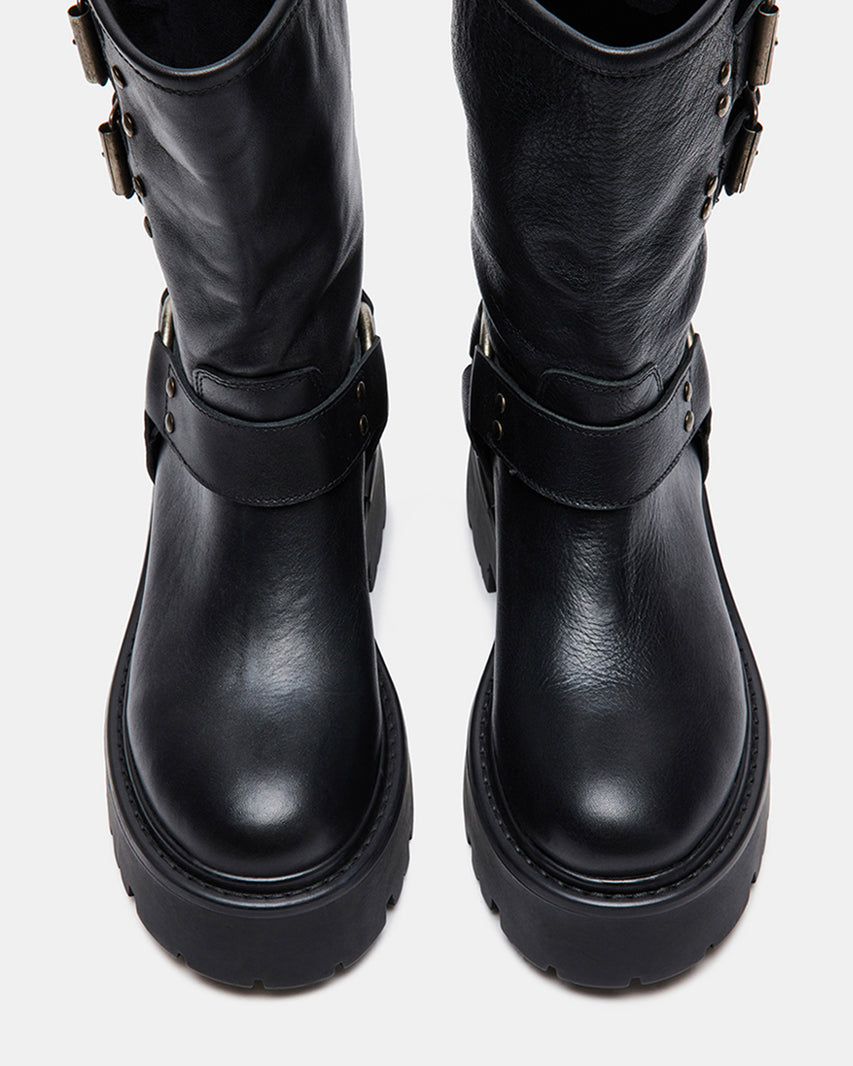 REIKA BLACK LEATHER - Women's Shoes - Steve Madden Canada
