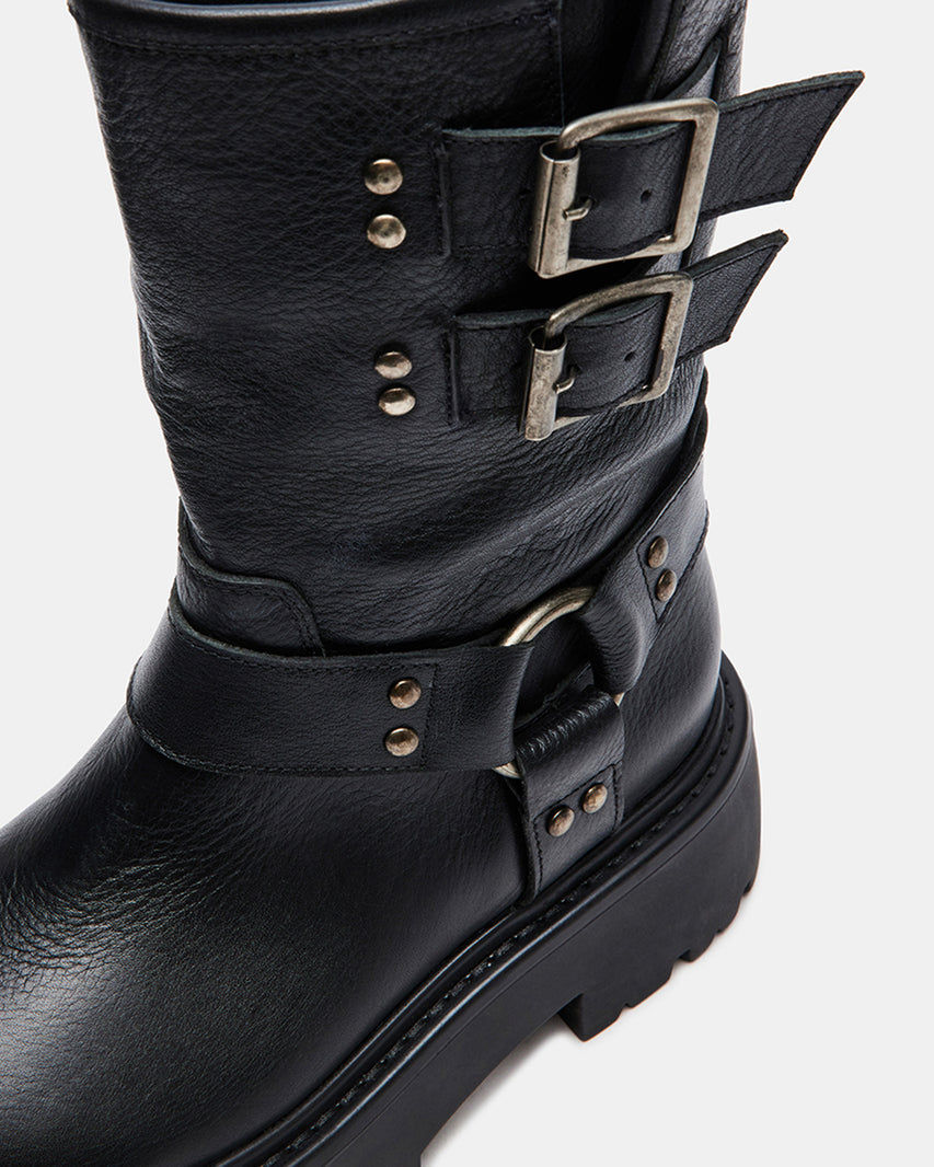 REIKA BLACK LEATHER - Women's Shoes - Steve Madden Canada