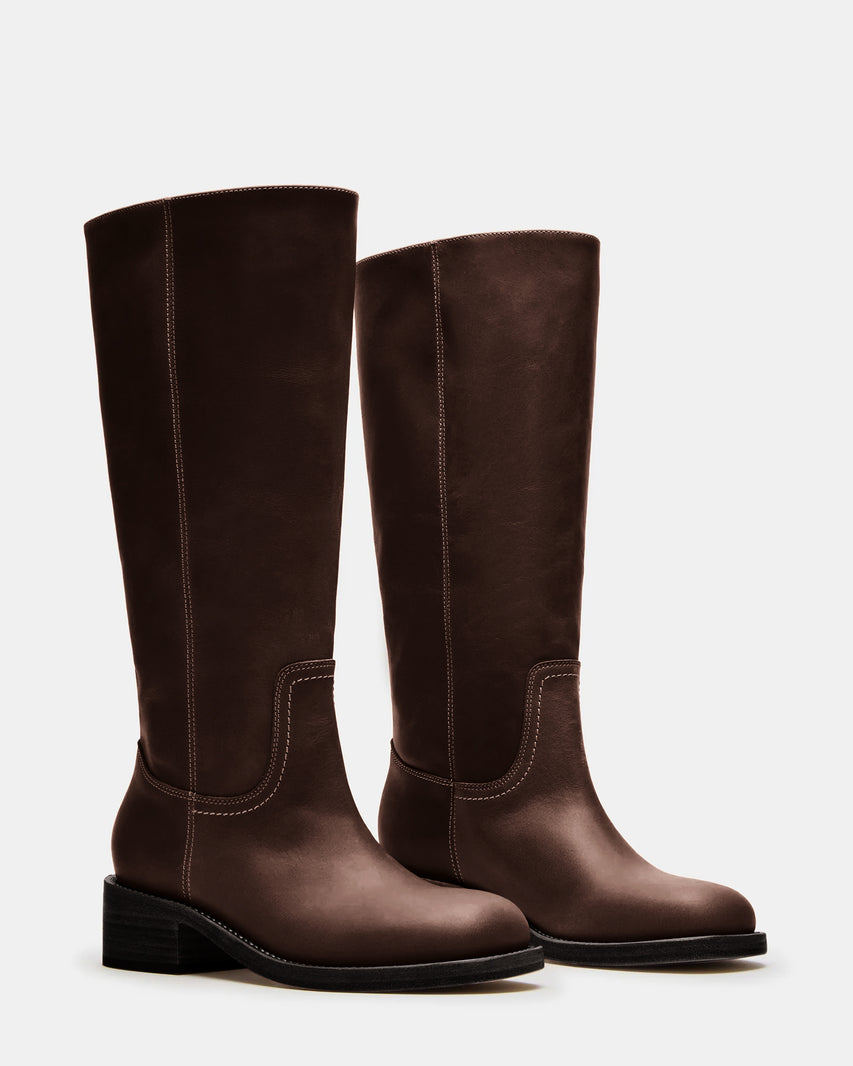 RIGGSS-W WIDE CALF BROWN LEATHER - Women's Shoes - Steve Madden Canada - view 3