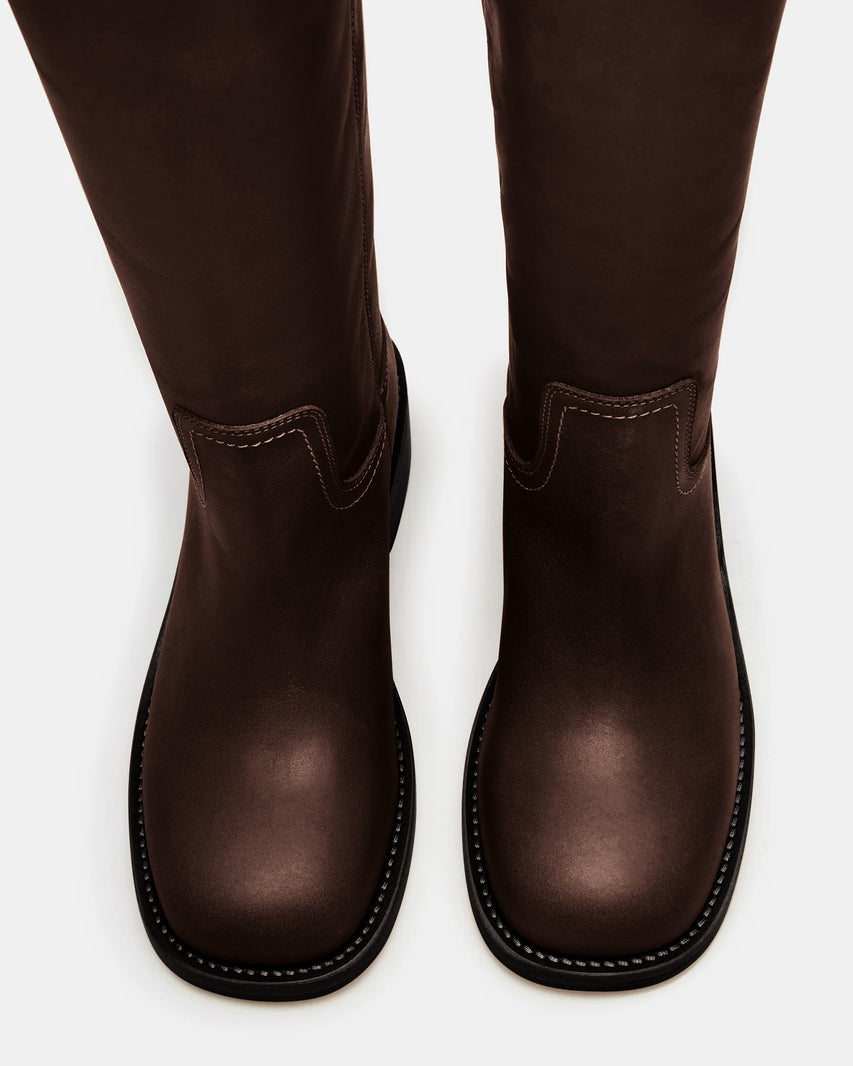 RIGGSS-W WIDE CALF BROWN LEATHER - Women's Shoes - Steve Madden Canada - view 4