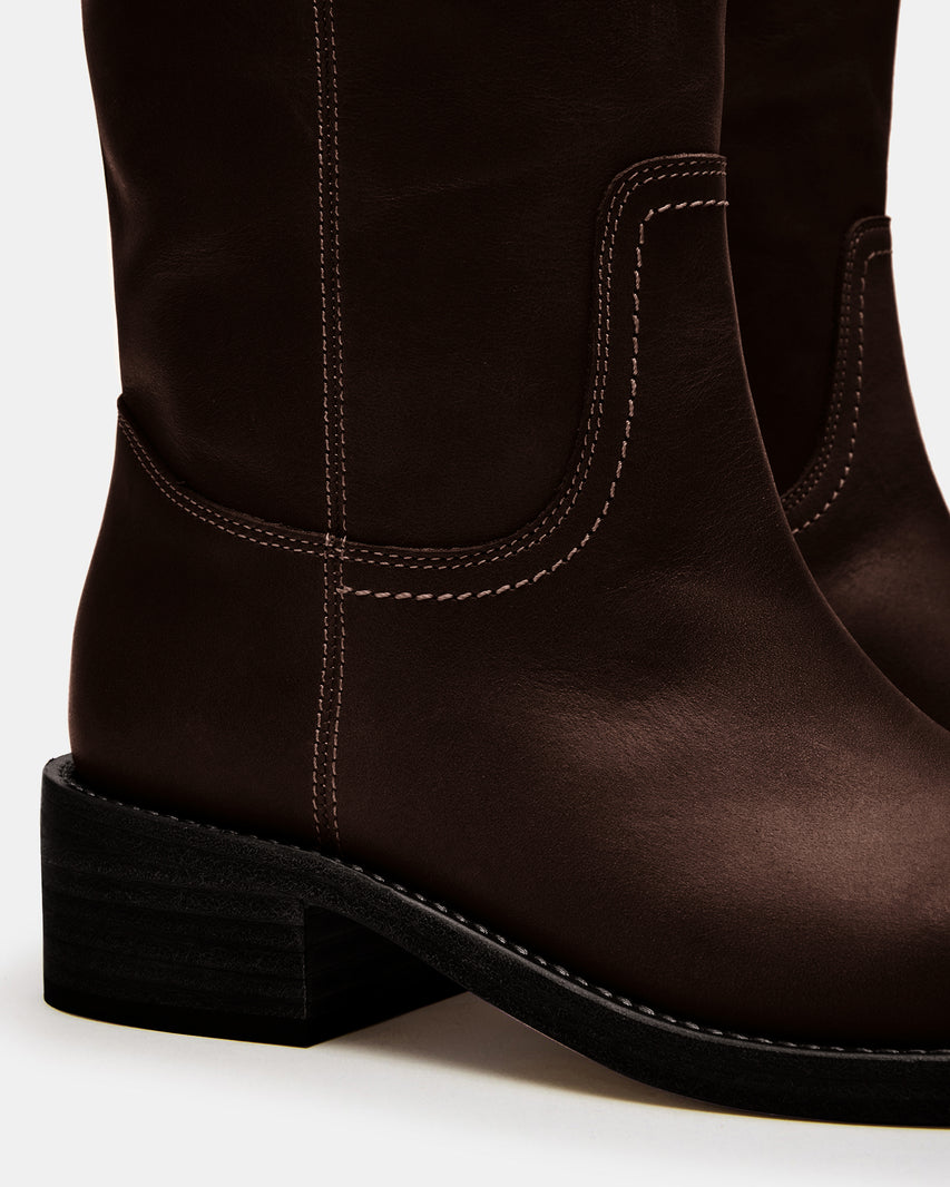 RIGGSS-W WIDE CALF BROWN LEATHER - Women's Shoes - Steve Madden Canada - view 5