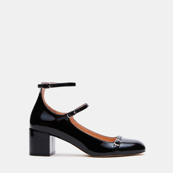 SABRINA1 Black Patent Mary Jane Block Heel Pumps | Women's Designer Heels – Steve Madden Canada