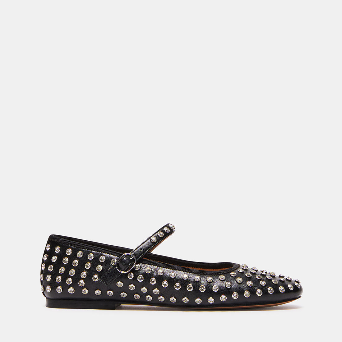VINETTA Black/Silver Rhinestones Ballet Flats | Women's Designer Flats ...