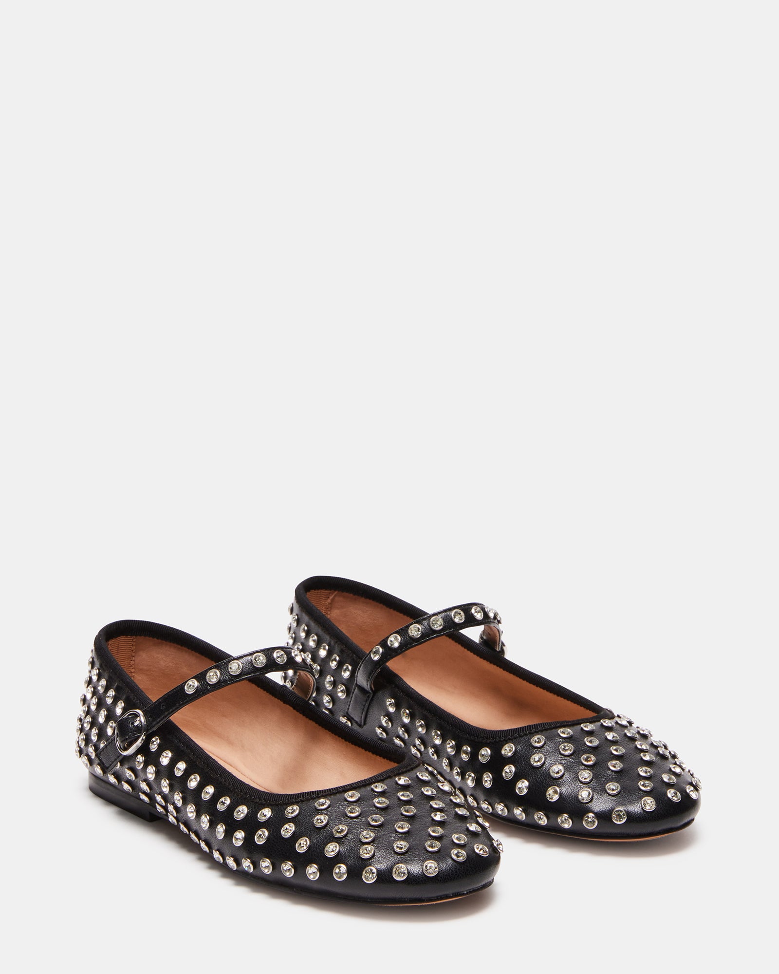 VINETTA Black/Silver Rhinestones Ballet Flats | Women's Designer Flats ...