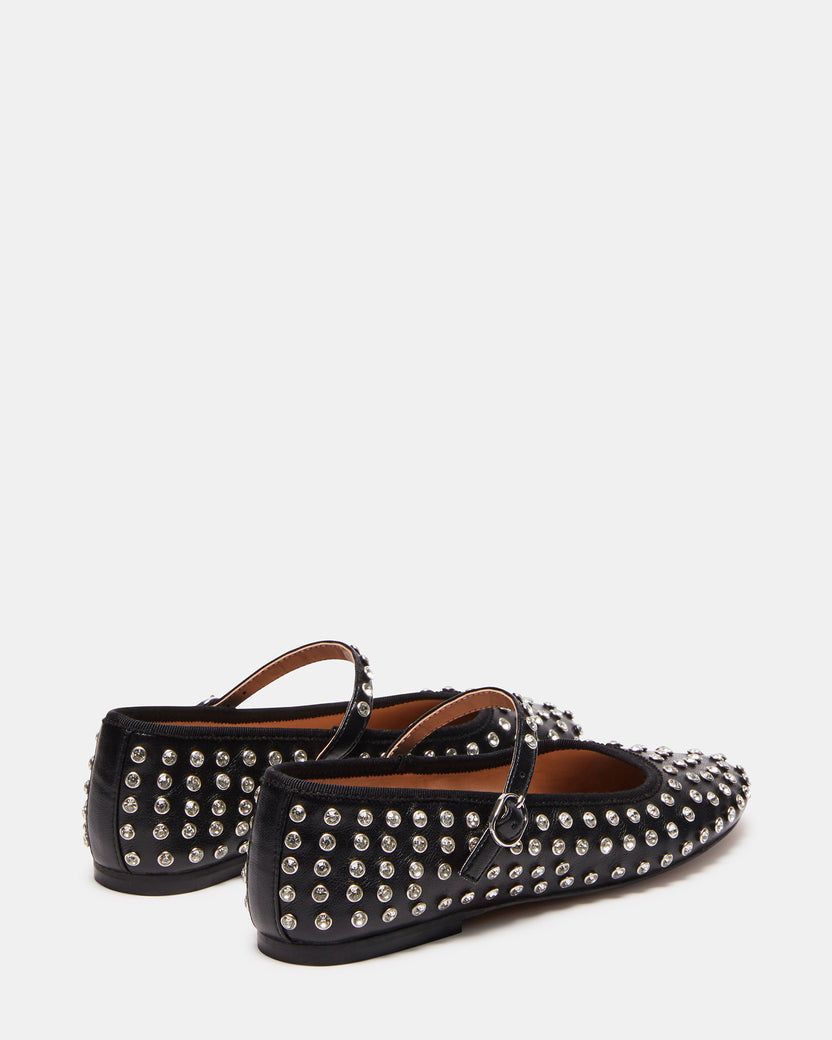 VINETTA Black/Silver Rhinestones Ballet Flats | Women's Designer Flats ...