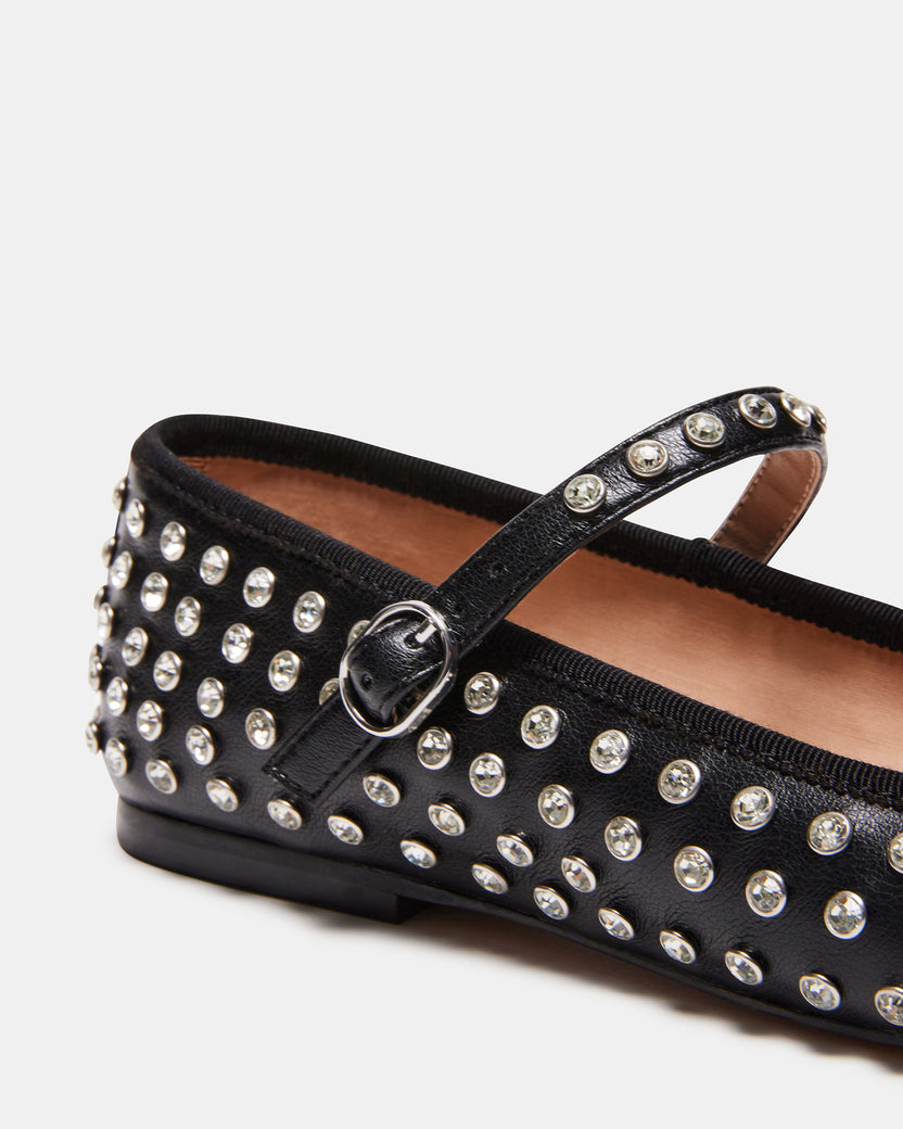 VINETTA Black/Silver Rhinestones Ballet Flats | Women's Designer Flats ...