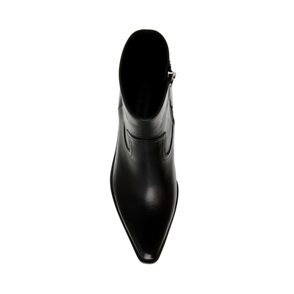 ELENE Black Leather Block Heel Ankle Booties | Women's Designer Boots ...