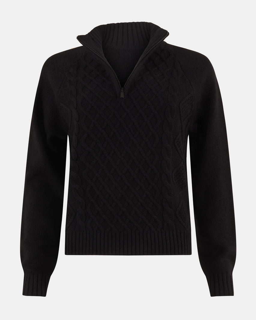 ALLY QUARTER ZIP SWEATER BLACK - Clothing - Steve Madden Canada - view 2
