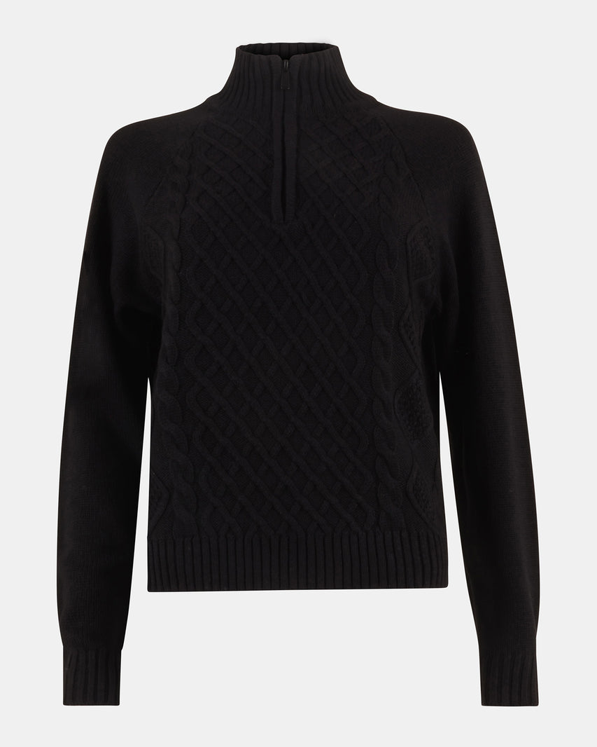 ALLY QUARTER ZIP SWEATER BLACK - Clothing - Steve Madden Canada
