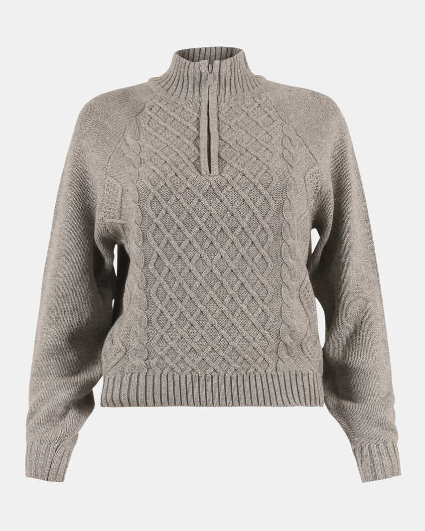 ALLY QUARTER ZIP SWEATER GREY - Clothing - Steve Madden Canada