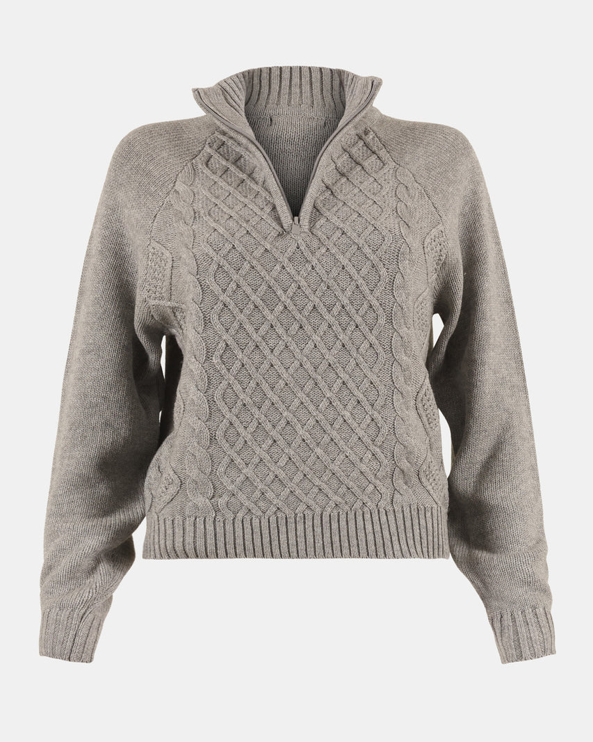ALLY QUARTER ZIP SWEATER GREY - Clothing - Steve Madden Canada - view 2