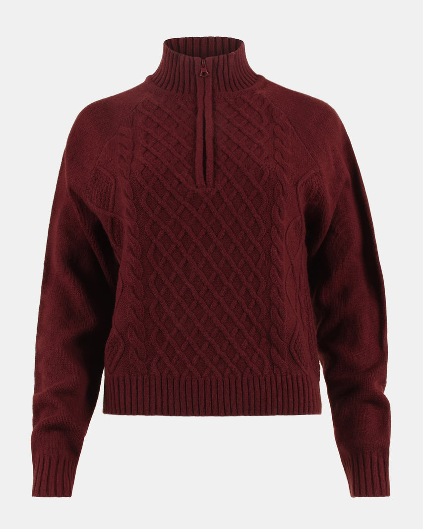 ALLY QUARTER ZIP SWEATER WINE - Clothing - Steve Madden Canada