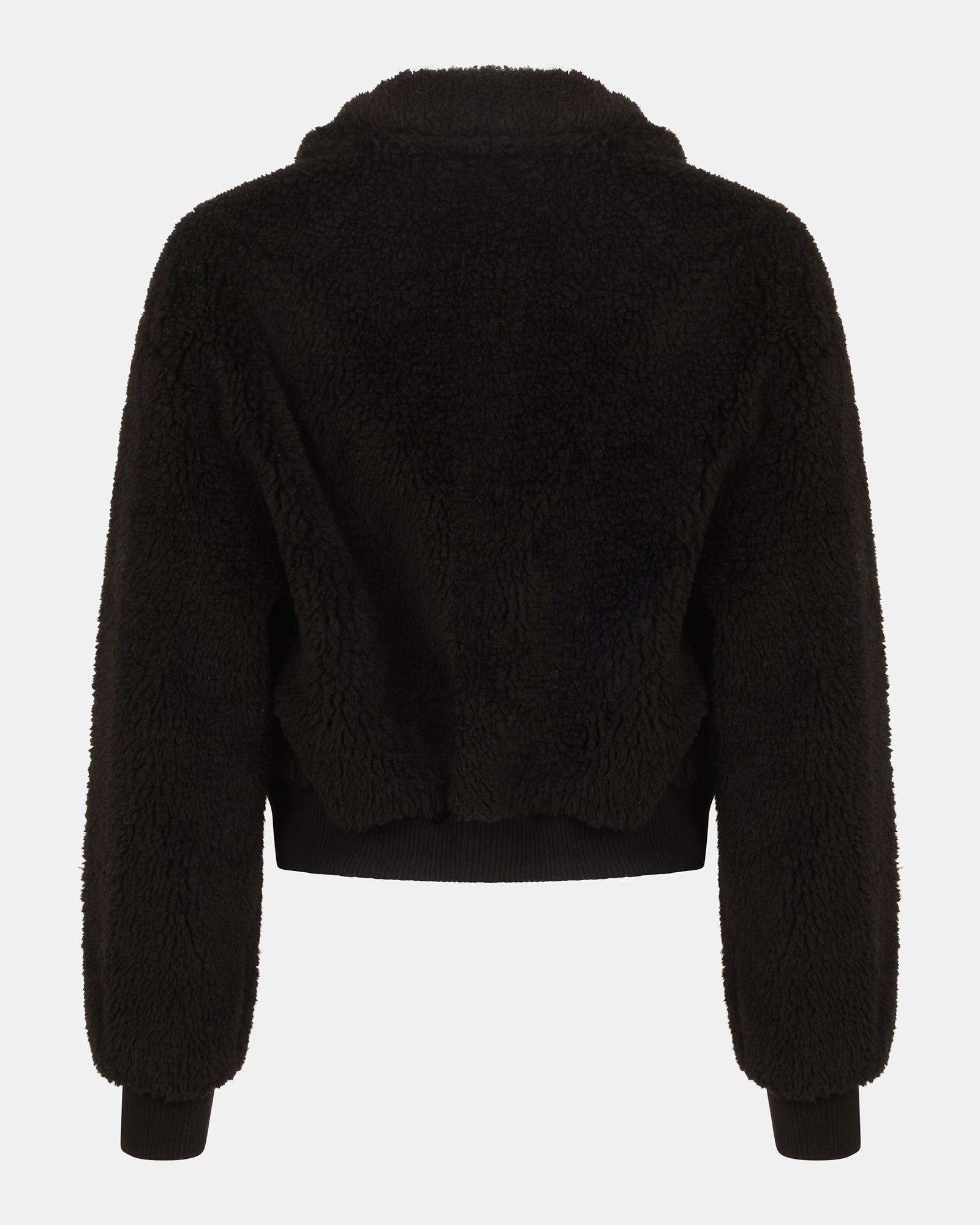 JAXEN Sherpa Black Bomber Jacket | Women's Designer Clothing
