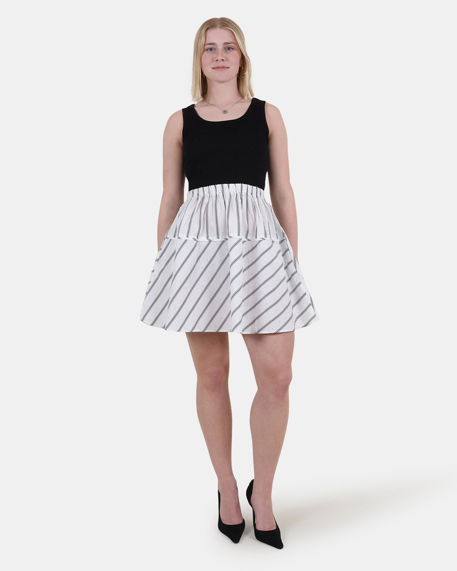 JENNIFER DRESS BLACK WHITE - Clothing - Steve Madden Canada