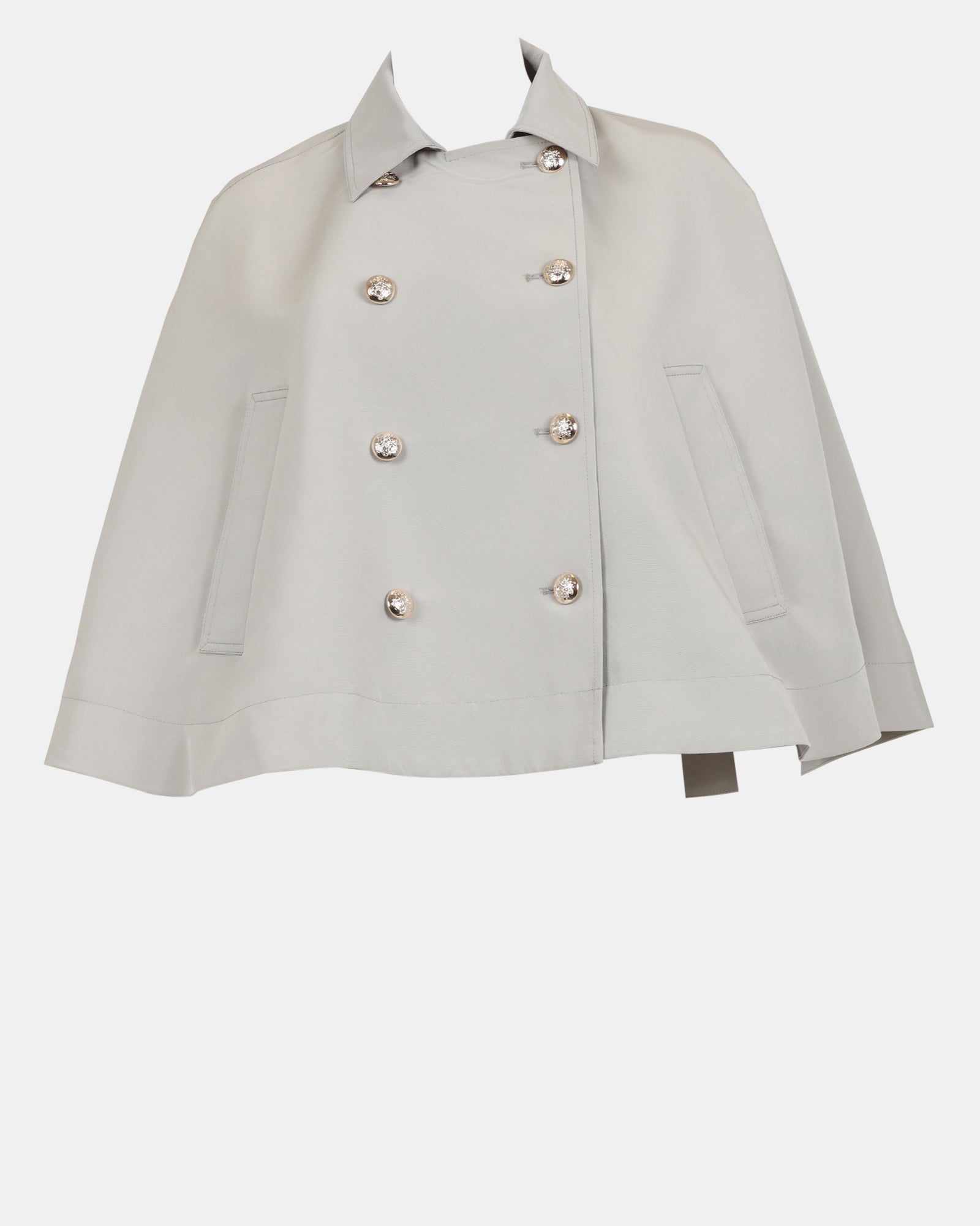 NOEMIE Long Sleeve Grey Trench Cape | Women's Designer Clothing