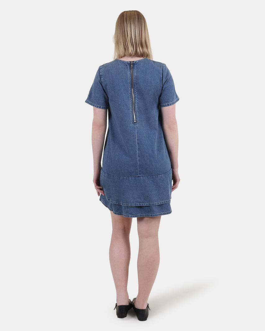 TINA DRESS DARK BLUE DENIM - Clothing - Steve Madden Canada - view 3