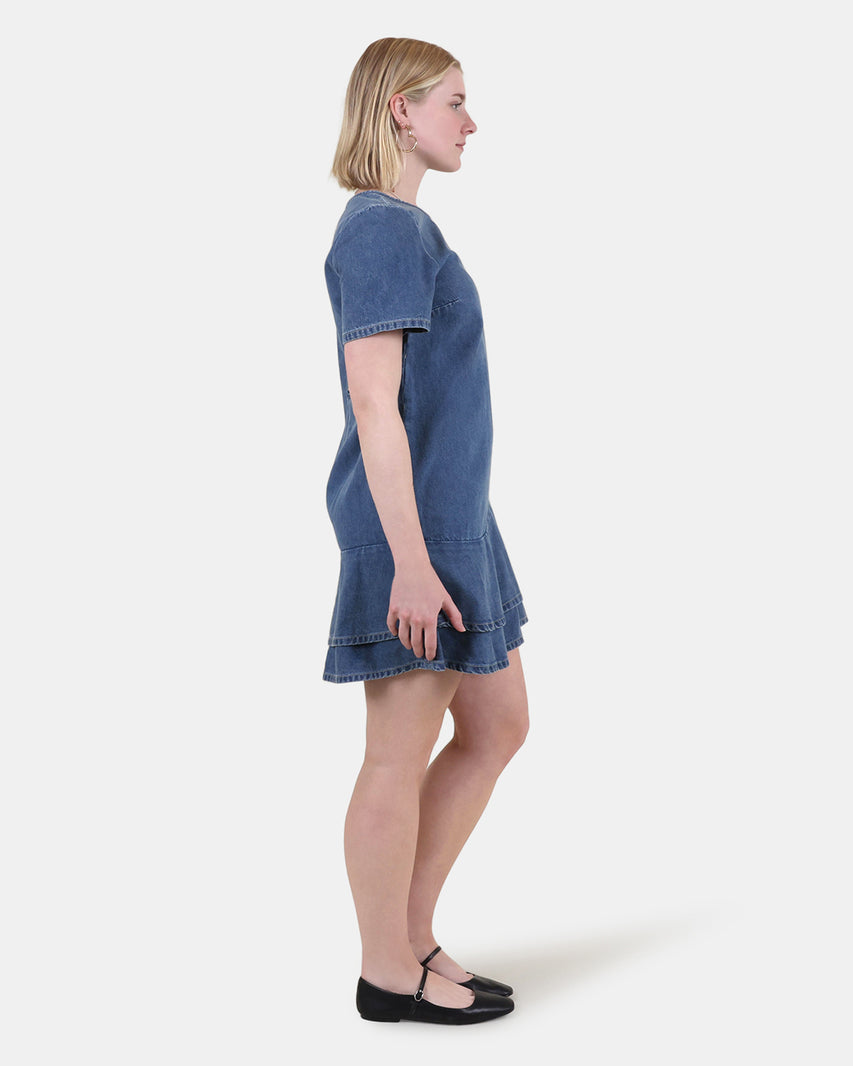 TINA DRESS DARK BLUE DENIM - Clothing - Steve Madden Canada - view 4