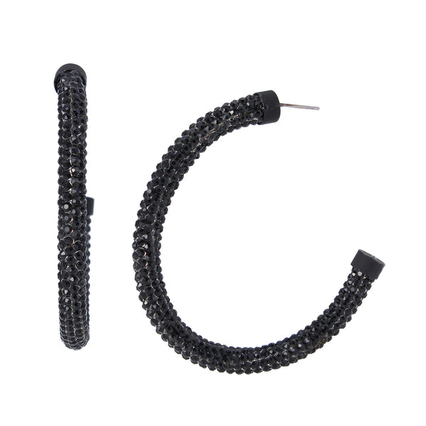 RHINESTONE TUBULAR EARRINGS BLACK - Jewelry - Steve Madden Canada